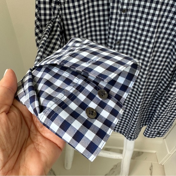 Theory Blue and White Casual Button Down Shirt - Picture 4 of 11